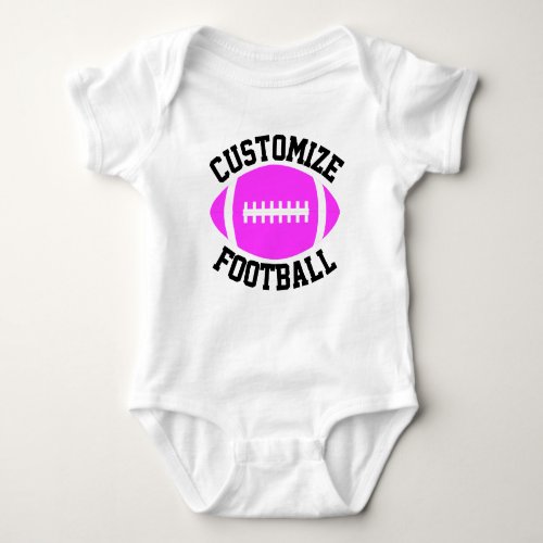 Pink Girls Football Custom Team, Player & Number Baby Bodysuit