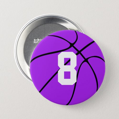 Purple Basketball Custom Jersey Number or Letter Button