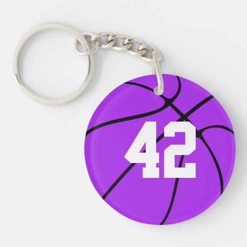 Purple Basketball Jersey Number or Initials Keychain