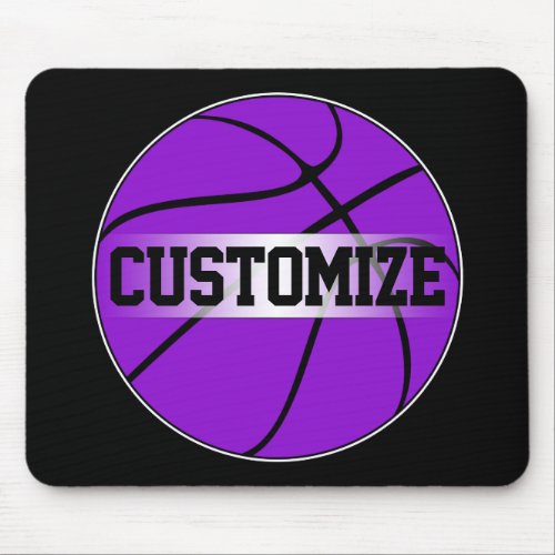 Purple Basketball Player or Coach Custom Team Name Mouse Pad