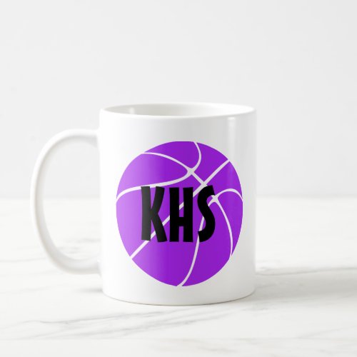 Purple Basketball Team Custom School Letters/Text Coffee Mug