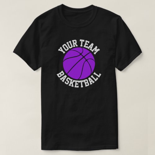Purple Basketball Team Name Player & Jersey Number T-Shirt