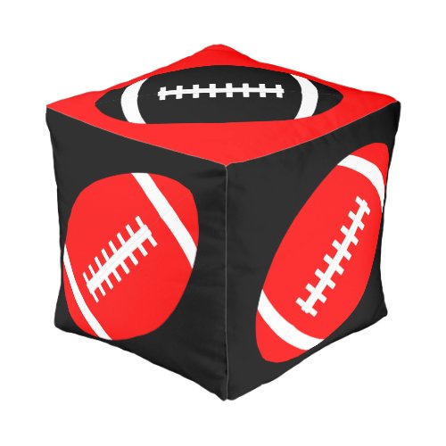 Red and Black Football Player Game Room Bean Bag Pouf