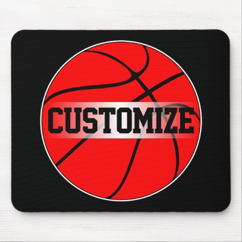 Red Basketball Player or Coach Custom Team Name Mouse Pad