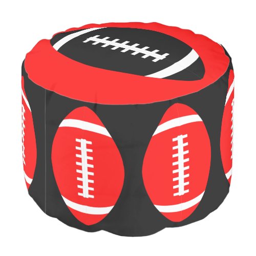 Red & Black Football Team Player Boys Room Sports Pouf