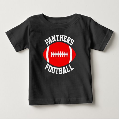 Red Football Baby Custom Team Name & Jersey Number Baby T-Shirt