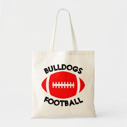Red Football Fan Customized Team Name or Text Tote Bag