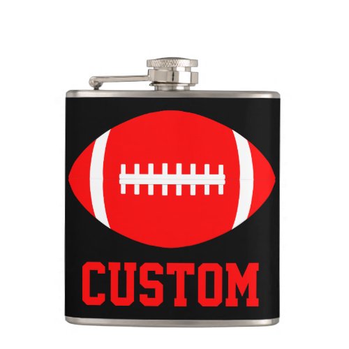 Red Football Team Custom Fan Color & Team Name Flask