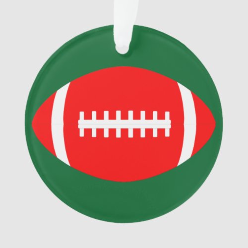 Red & Green Christmas Colors Football Christmas Ornament