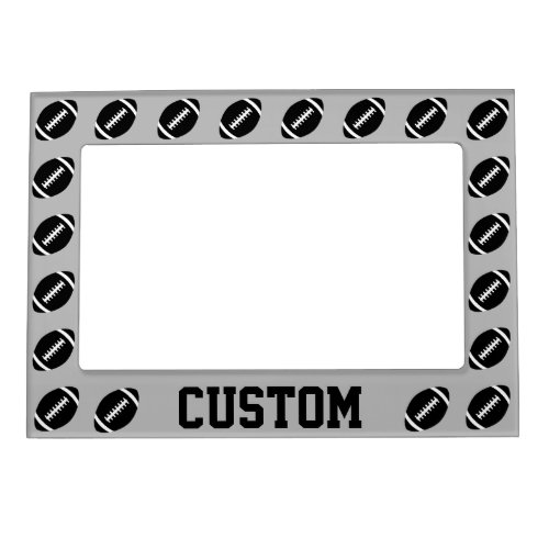 Silver & Black Football Custom Team or Player Name Magnetic Frame