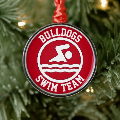 Swim Team Swimmer Name Swimming Diving Christmas Metal Ornament