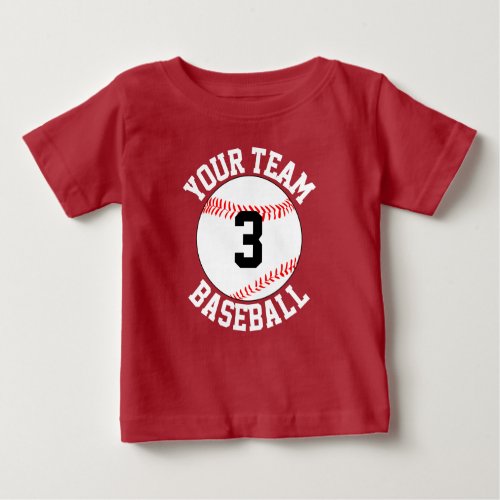 Toddler Baseball Team Name & Jersey Number Gameday Baby T-Shirt